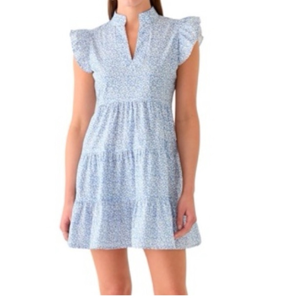 Sail to Sable ruffle sleeve tiered cheetah print dress